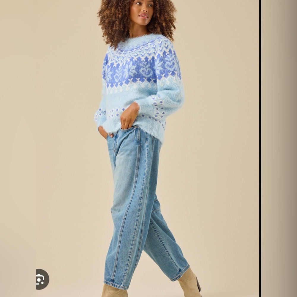 Altar'd State Blue and White Knit Sweater - Picture 2 of 7